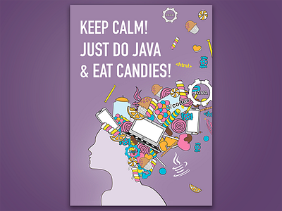 Poster - Keep Calm! Just do Java & eat candies! candies girl java motivation poster print programmer violet