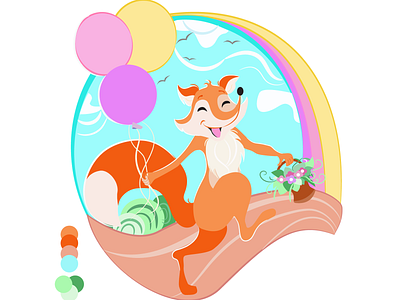 Fox adobe illustrator artist artwork balloon childrens illustration color palette digital illustration digitalwork flat flat illustration fox fox illustration happy fox illustration rainbow