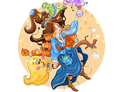 Witch art artist artwork color illustration digital illustration drawing flying broom halloween halloween art halloween girl halloween illustration halloween party photoshop illustration pumpkin witch