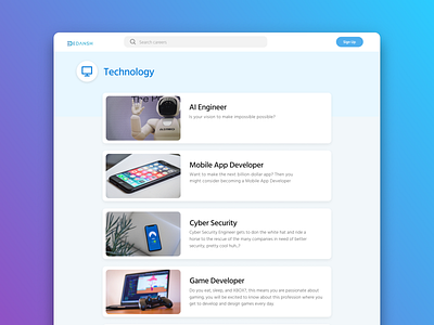 Careers Page | Career Encyclopedia card career design dribbble edtech figma layout startup ui uidesign uiux web