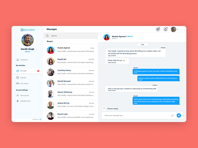 Chat Dashboard Design | Mentoring Platform chat chat dashboard design chatbot chatting conversation design edtech figma layout mentor mentorship startup typing ui uiux ux web webdesign whatsapp