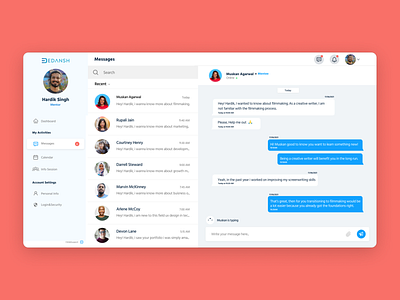 Chat Dashboard Design | Mentoring Platform