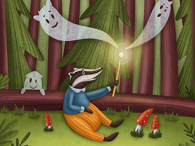 Badger wizard adventure animals illustrated book illustration character character design character development children book children book illustration children illustration illustrator summertime