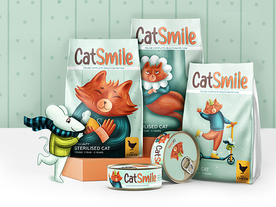 Packaging for a line of cat food