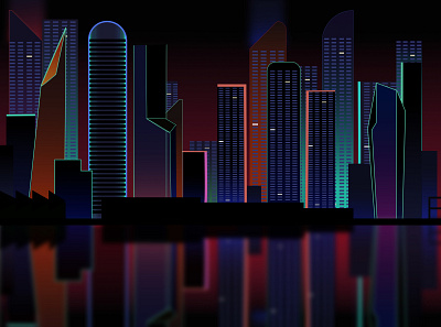 City at night. affinity designer architecture design