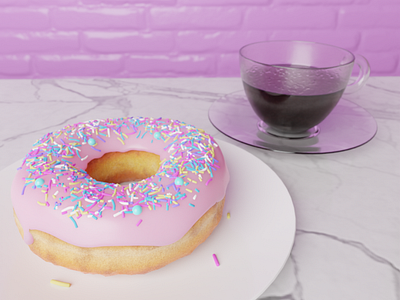 Coffee & Doughnut ( 3d blender digital art