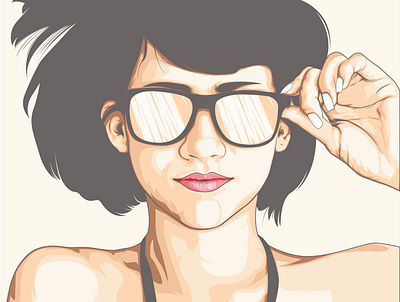 woman with glasses design vector