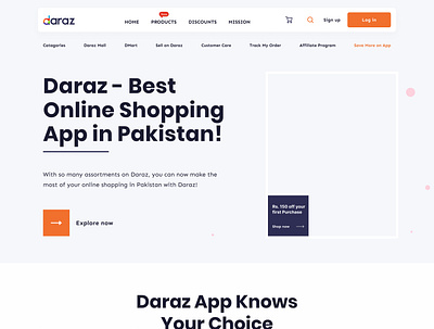 Daraz - Landing Page 3d mockup app design app mockup branding design graphic design illustration logo mobile app design ui