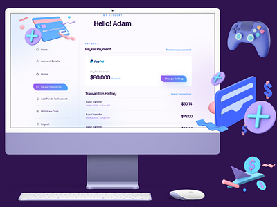 Gaming Website - My Account Page UI UX Design