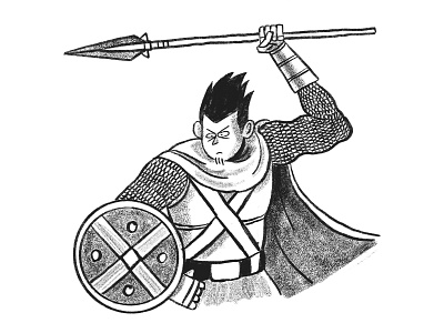 #001 - Spearman black and white character design character illustration