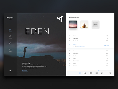 Music player app daily eden music player rebound shot ui ux