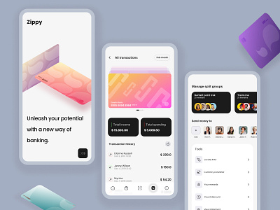 Zippy - Safest & fastest banking app app banking banking application default theme design digital transactions finances money ui ux