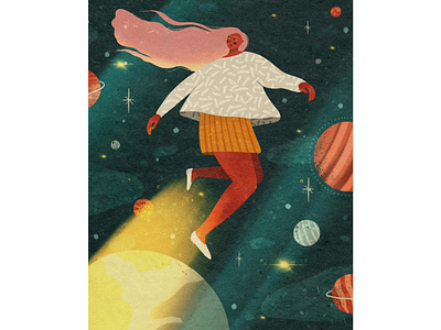 Girl in space 2d art characterdesign digital illustration digitalart flat girl illustraion illustrator procreate shape texture