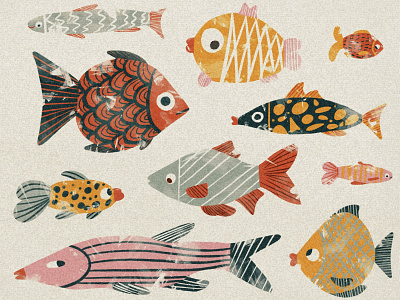 Fish pattern 2d art design digital illustration digitalart fish flat illustraion illustrator procreate shape texture