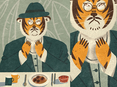 Tiger in a suit 2d art character characterdesign design digital illustration digitalart flat illustraion illustrator procreate shape texture