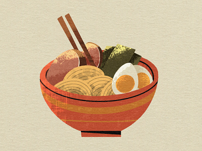 Ramen 2d art design digital illustration digitalart flat food illustraion illustrator procreate ramen shape texture