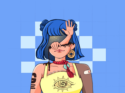 whoops🧠Interesting brain blood blue brain chinaart design draw hand photoshop yellow