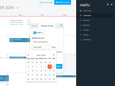 Date Picker in Calendar calendar crm saas startup webapp