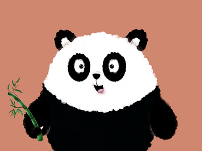 Baby Panda with bamboo cute design digital drawing illustration panda