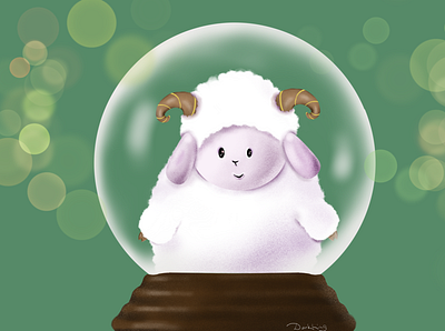 Sheepie cute digital drawing fluff holiday horns illustration sheep snowball snowflake soft