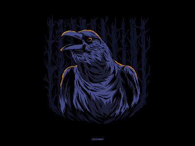 Dark Crow animal bird crow crows dark bird digital drawing drawing haloween horror illustration procreate raven