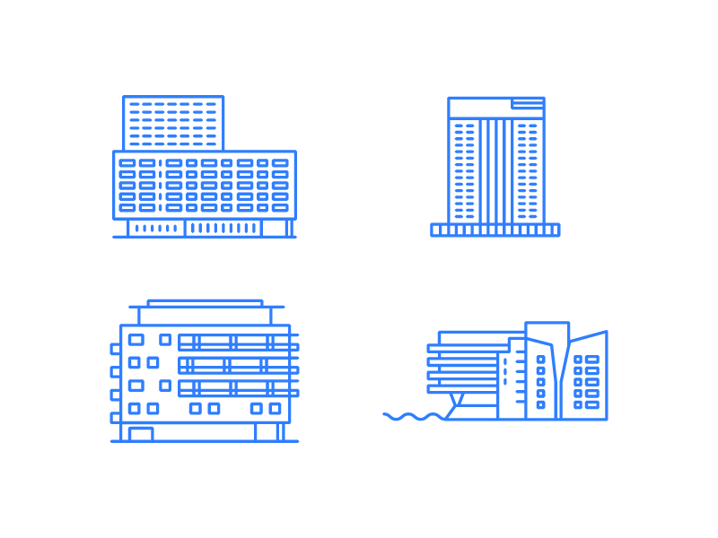 4 buildings by Martin Vacho on Dribbble