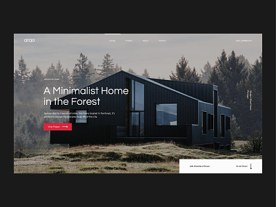 Architecture project home page architecture design forest home landing minimal real estate ui web