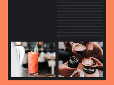 Coffee shop menu design coffee shop design landing menu minimal online menu ui uiux web
