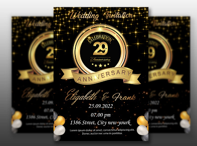 Anniversary Card Design birthday invitation holidays cards ui