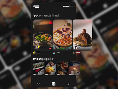 sourcefood app concept dark app dark mode figma figmadesign food mobile rate social social network ui uidesign ux