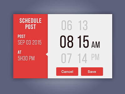 Schedule Post hour interface red schedule sweet time ui ux