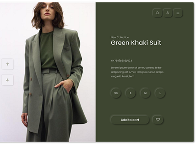 Neumorphic Clothing Page design fashion design fashion website illustration khaki minimal neumorphic neumorphic design neumorphism ui typography ui uidesign web website