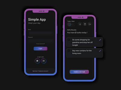 Simple App. Login. Create Task.