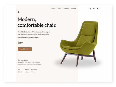 Product Page. Furniture Store. ecommerce ecommerce shop furniture store furniture website gallery minimalist modern modern design navigation product product page productdesign store store design web website concept website design websites white background whitespace