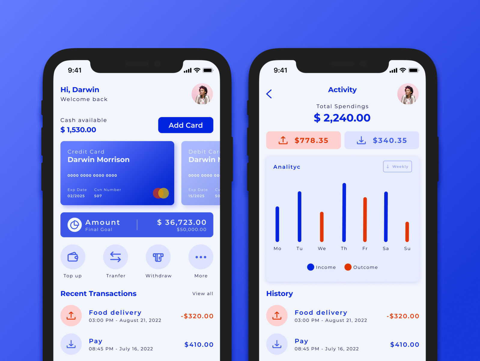 Mobile Design Bank App By Pablo Seves On Dribbble