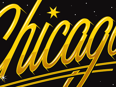 Chicago chicago font gold lettering shiny stars type typography