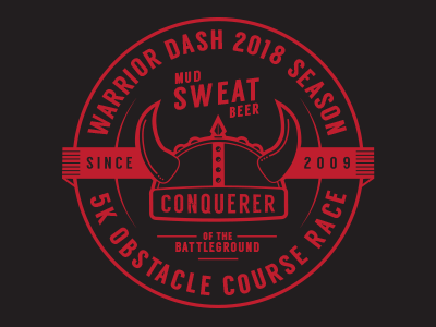 2018 Badge Concept 2018 5k badge crest helmet ocr patch run warrior