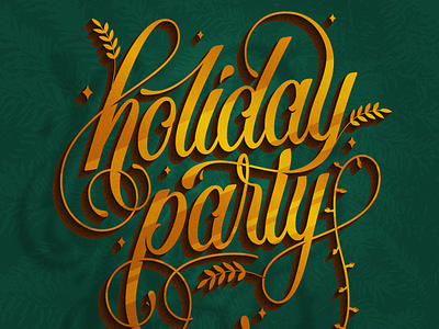 Holiday Party Logo calligraphy christmas cursive font gold hand lettering holiday lettering party script type typography vector