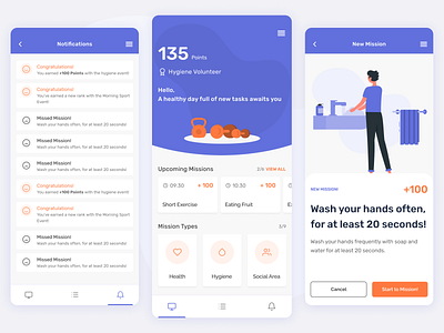 Mindfulness Mobile App android app branding clean covid19 design health healty hygiene intimate ios mental health mobile pandemic ui ux washing
