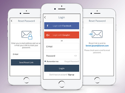 Password Reset Mobile app login mobile app simple ui ux