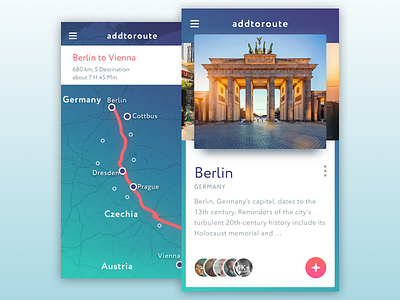 Route City Info App app cards discovery events ios map mobile travel trip ui ux webdesign