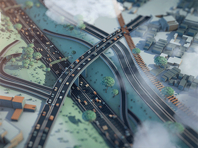 Ringland 3d animated animation antwerp c4d cinema 4d city gif highway motion ringland traffic