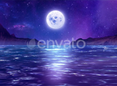 Moon and Ocean Landscape Animation aesthetic animation beautiful buy envato illustration landscape midnight moon moonlight motion graphics ocean scenery sea shooting star starry starry night starry sky stars visual effects