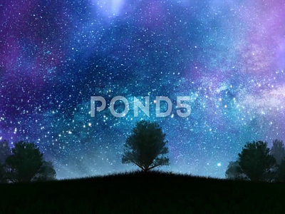 Landscape With Galaxy Sky Animation aesthetic animation beautiful buy forest galaxy glow illustration landscape milky way night pond5 scenery silhouette sparkling starry starry night starry sky stars trees