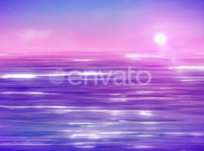 Aesthetic Sun And Ocean Landscape aesthetic animation background beautiful buy envato illustration landscape morning ocean pink red sky scenery sea sky sun sunrise sunset visual effects waves