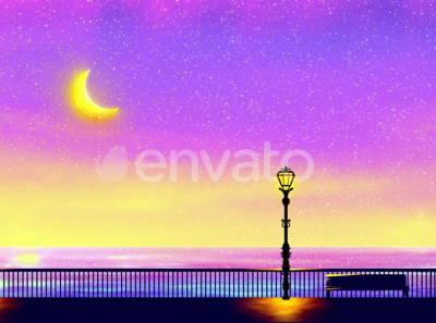 Moon During Sunset Landscape Animation animation background beautiful buy digital painting envato golden moon illustration landscape moon moon at sunset motion graphics ocean parallax scenery sea sky street sunrise sunset