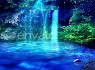 Lake And Waterfall Landscape Animation animation beautiful buy cliff envato forest green illustration lake landscape motion graphics moutain rays reflection rocks scenery trees waterfall waves woods