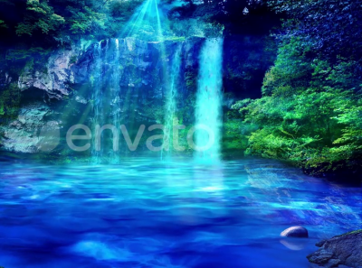 Lake And Waterfall Landscape Animation