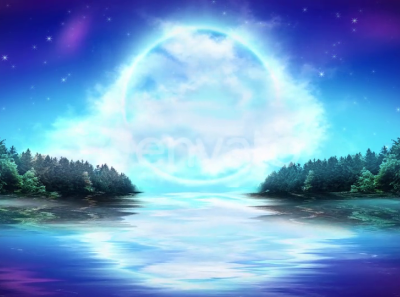 Dreamy Moon And Ocean Landscape