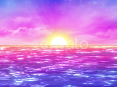 Sunrise Over Ocean Landscape Animation